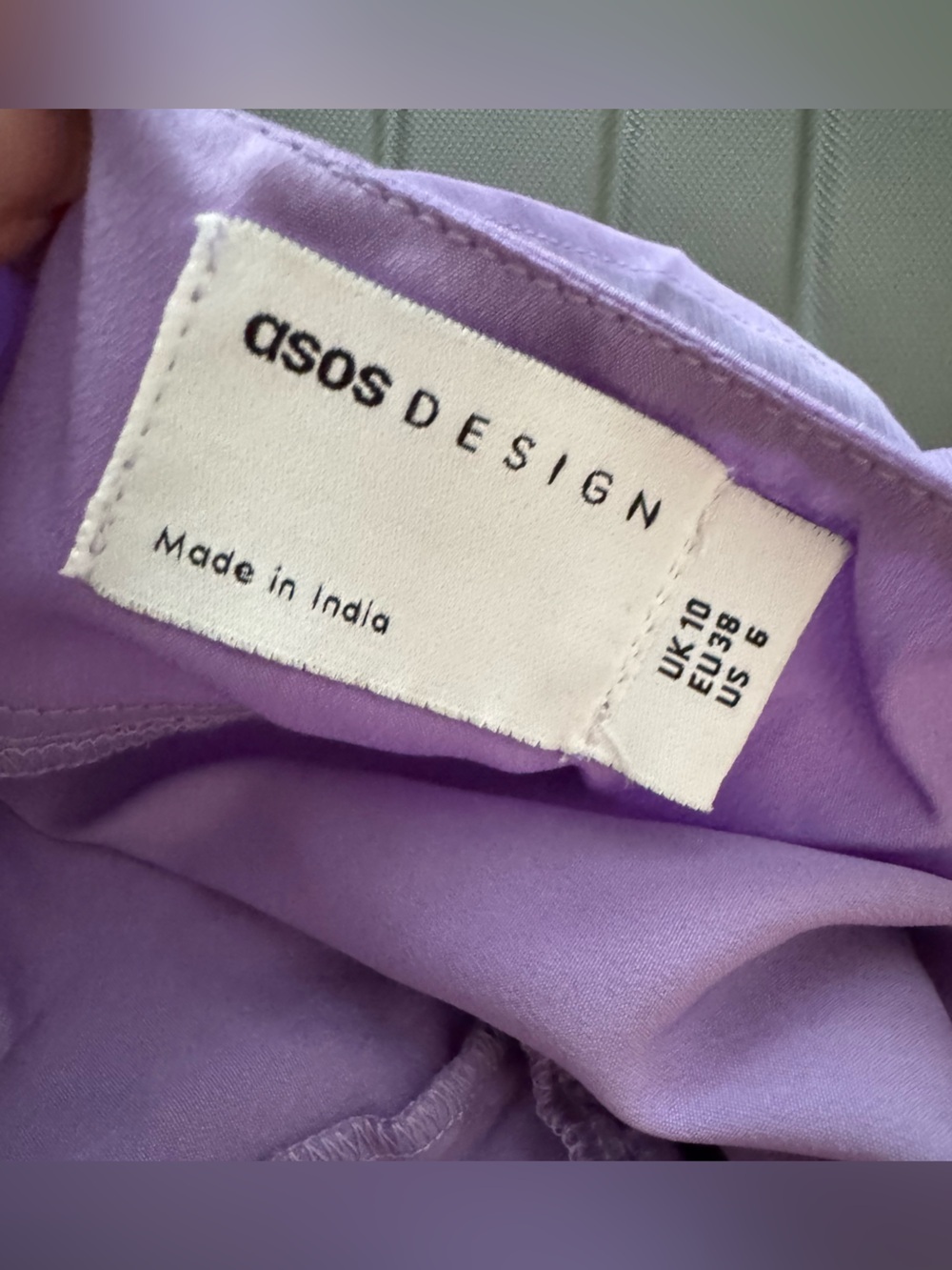 NWT ASOS DESIGN drape front mini dress in lilac size 6 - Picture 7 of 7